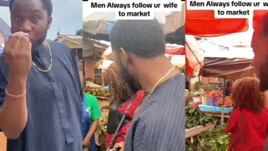 Man follows wife to market, claims she is extorting him