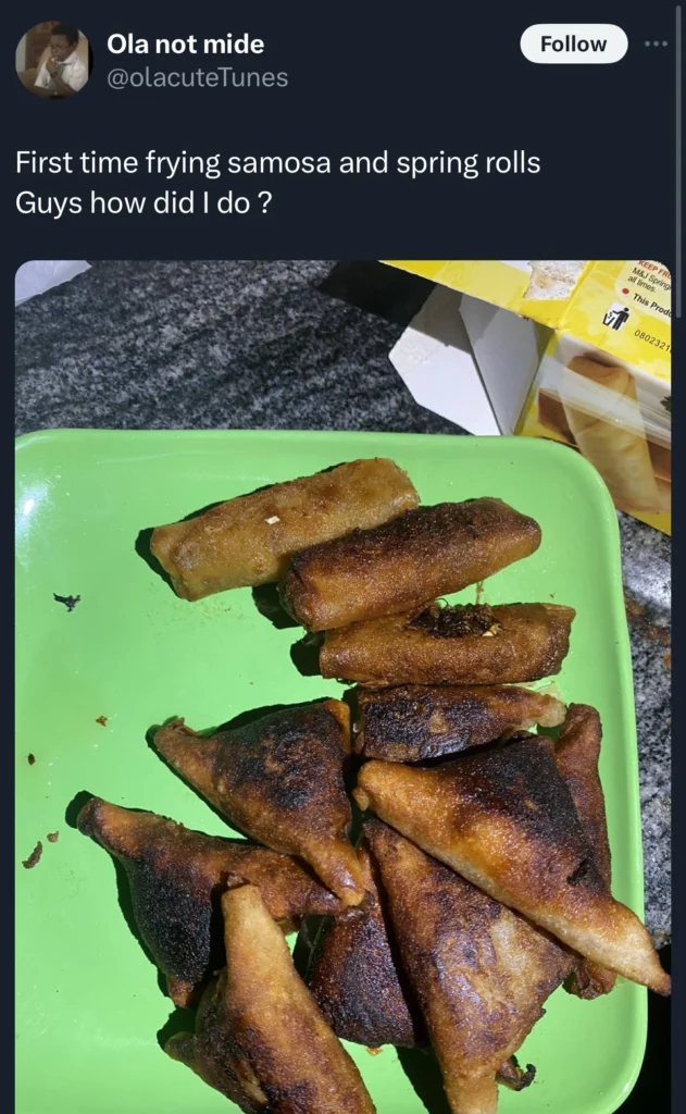 Culinary prodigy shares results after attempting to make Samosa and Spring Rolls