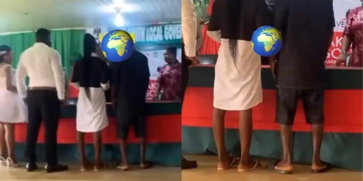 Couple’s wedding outfit to court wedding sparks discussion online