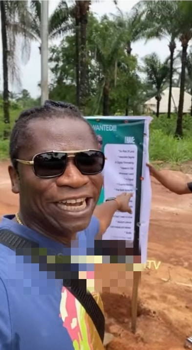 Speed Darlington persists in his hunt as he erects signpost in village declaring his search for a wife