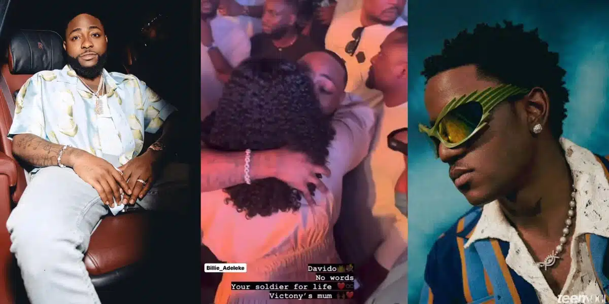 Victony’s mum gets emotional as Davido shows up for son’s listening party