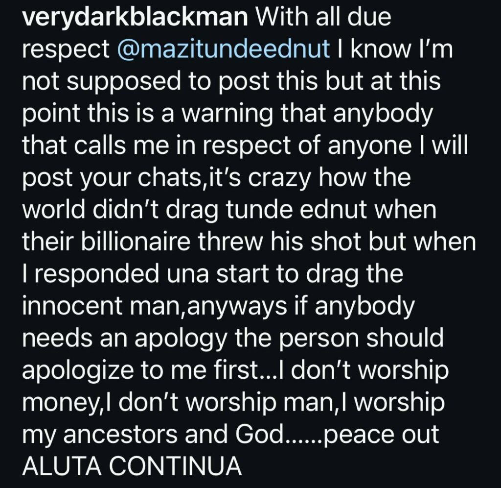 Verydarkman tackles Tunde Ednut for asking him to apologize to Obi Cubana