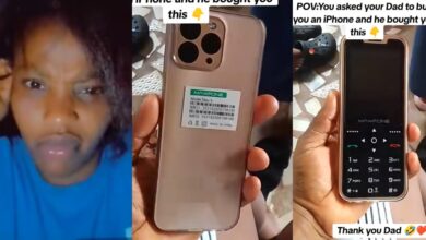 Nigerian lady shows appreciation, flaunts father's gift after begging him to buy her iPhone