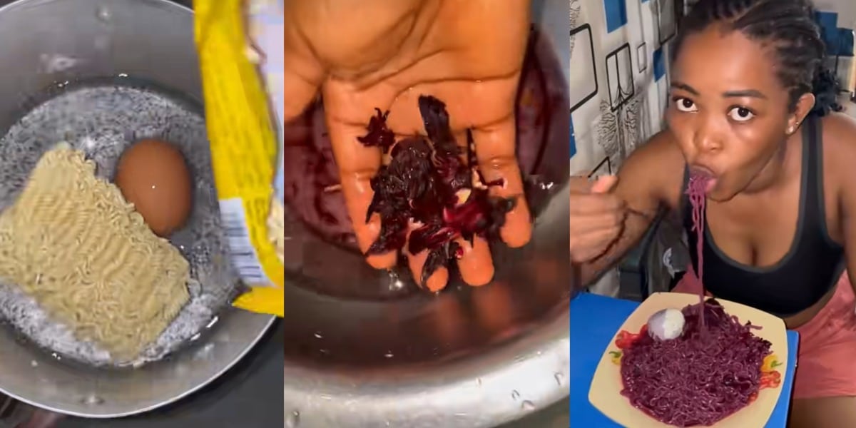 Nigerian lady wows social media with Zobo Noodles culinary skills