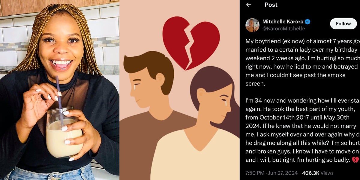 South African woman vents online as boyfriend of 7 years marries another lady on her 34th birthday