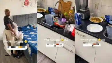 Abroad-based man calls out wife for not doing out house chores after he left for work, labels her a liability