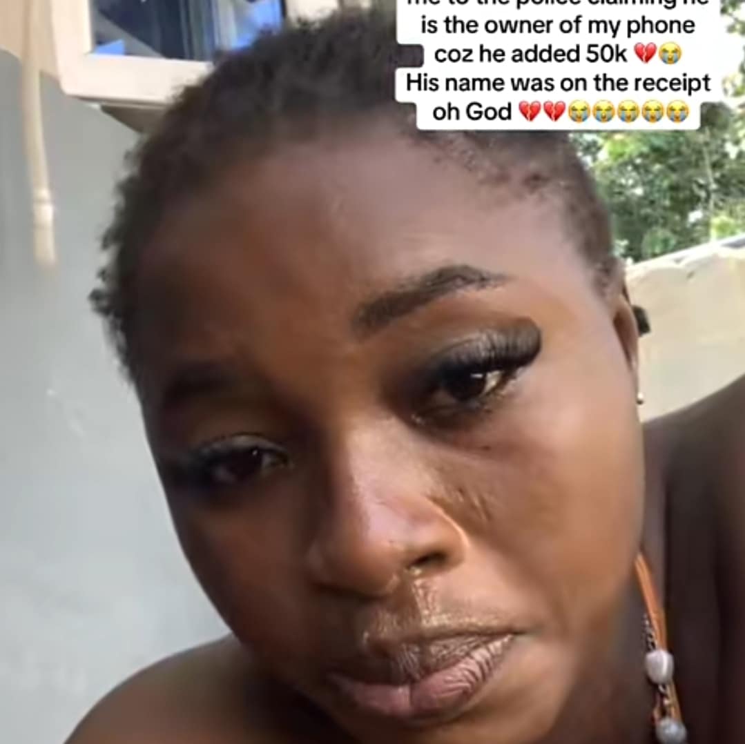 Nigerian lady sobs as ex-boyfriend reports her to police, claims ownership of her phone, demands ₦50k