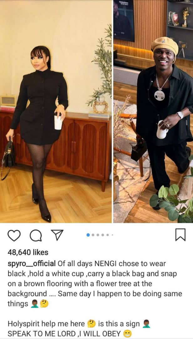 Spyro excited as Nengi coincidentally rocks matching outfit with him, she reacts