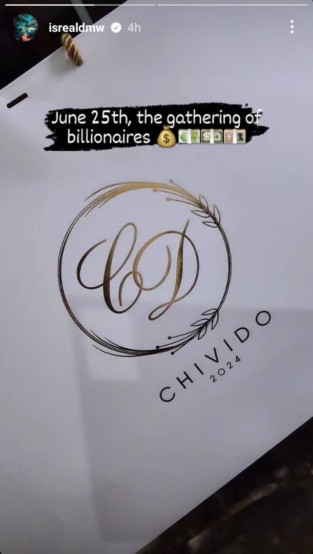 Israel DMW shares Davido and Chioma's wedding invitation, tags it a 'gathering of billionaires'