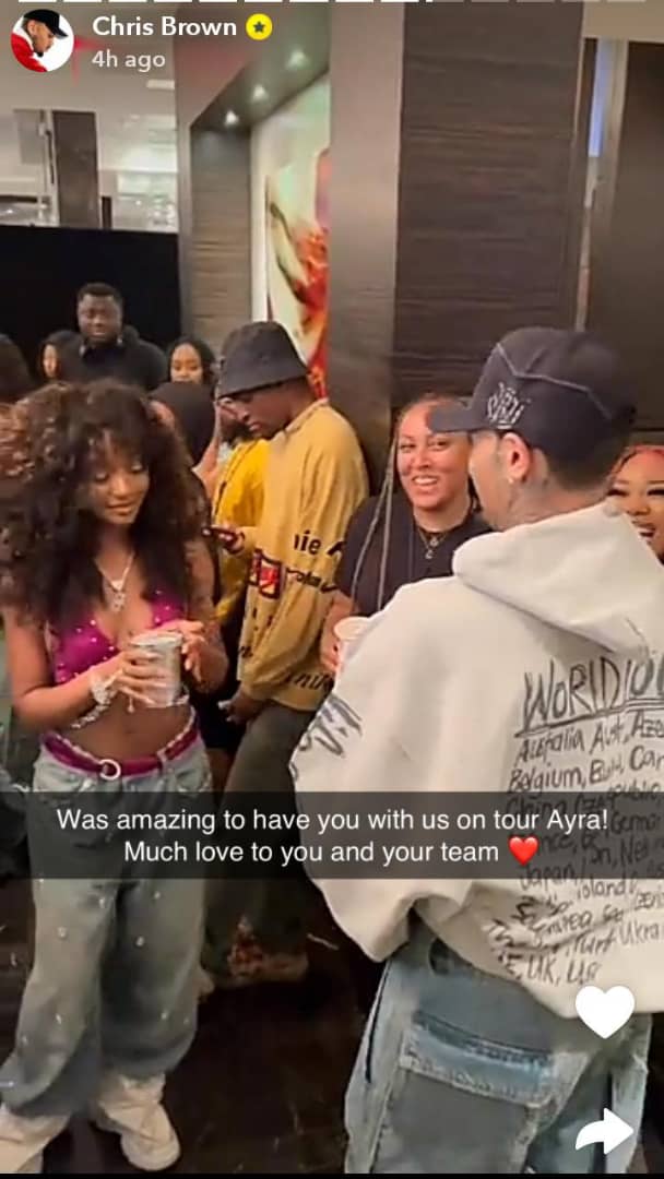 Chris Brown appreciates Ayra Starr following their collaboration on his tour