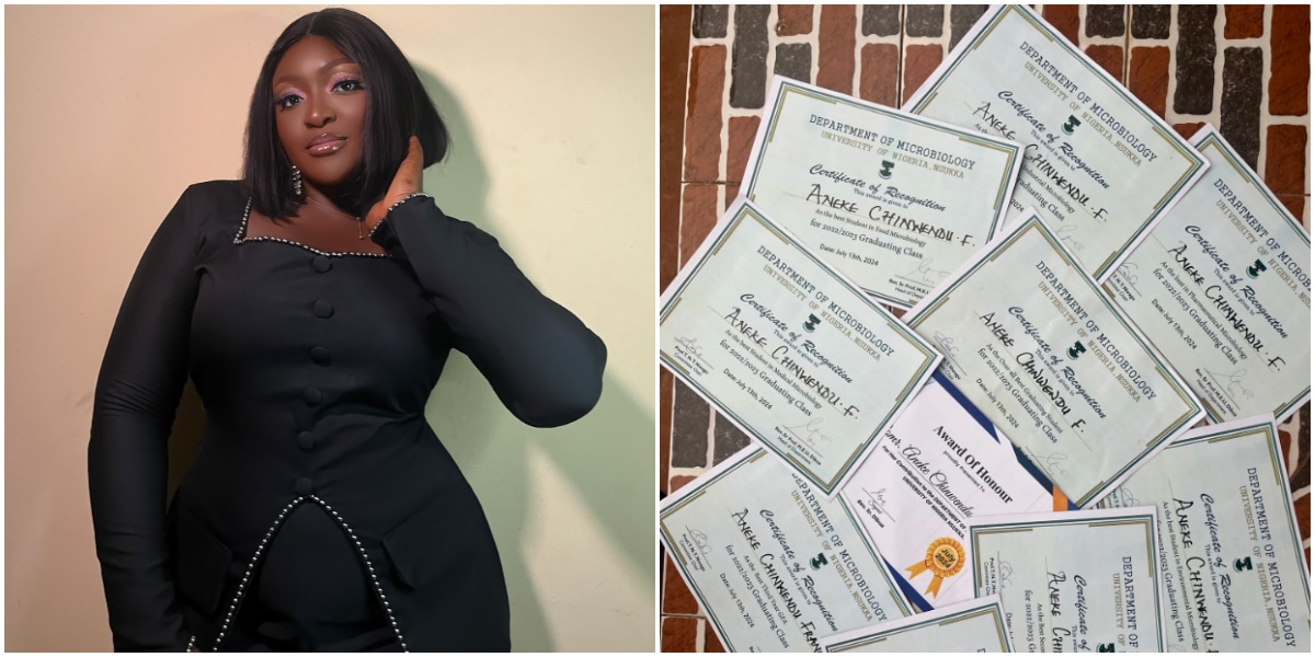 Beautiful Nigerian lady graduates top of her class at UNN, bags multiple awards