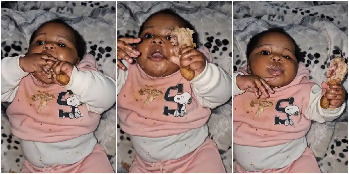 Video of 8-month-old baby devouring chicken causes serious buzz online