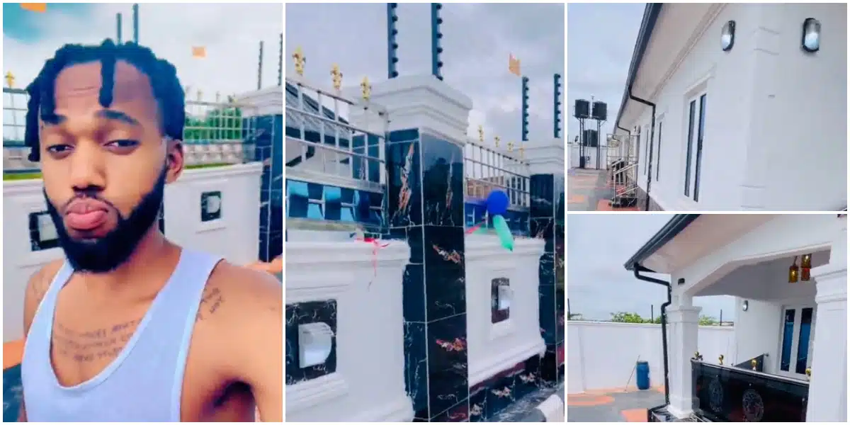 Nigerian man celebrates building his dream house after years of