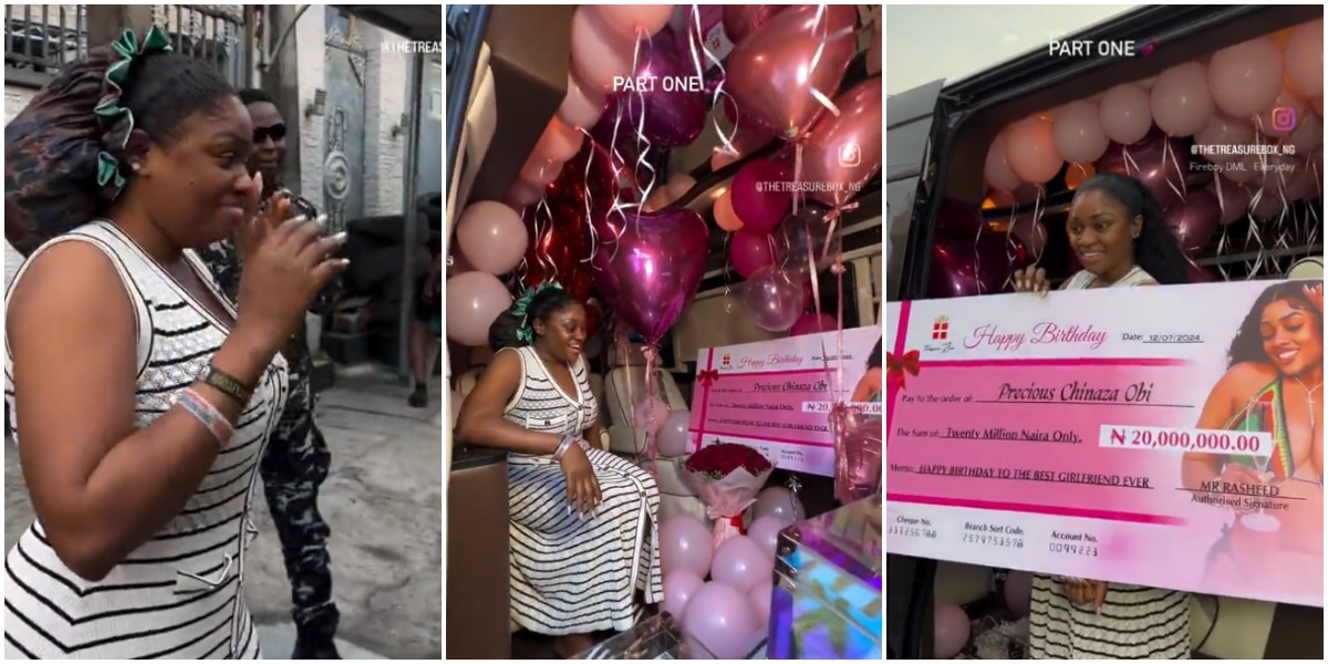 Lady in shock as man surprises her with N20 million cheque on her birthday