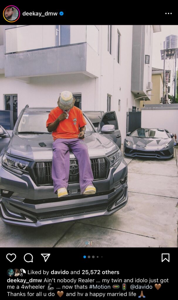 Davido gifts his aide a brand new luxury car