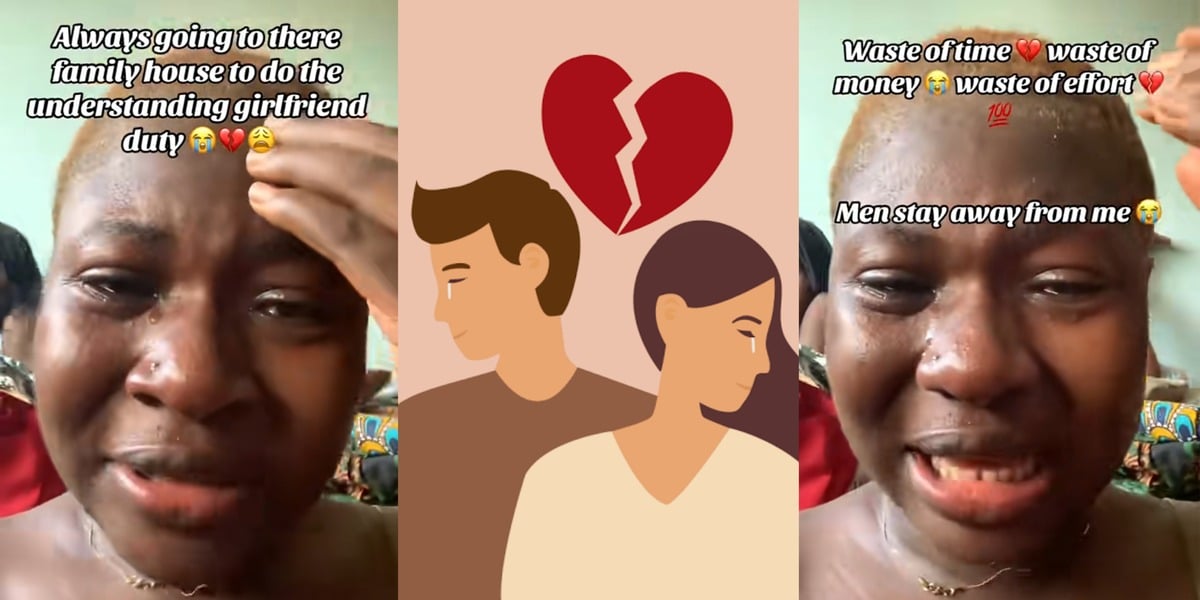 Nigerian lady bursts into tears as she learns boyfriend of 2 years has wife and children