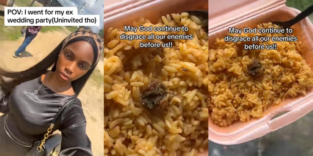 Lady shows off tiny meal portion from ex-boyfriend’s wedding