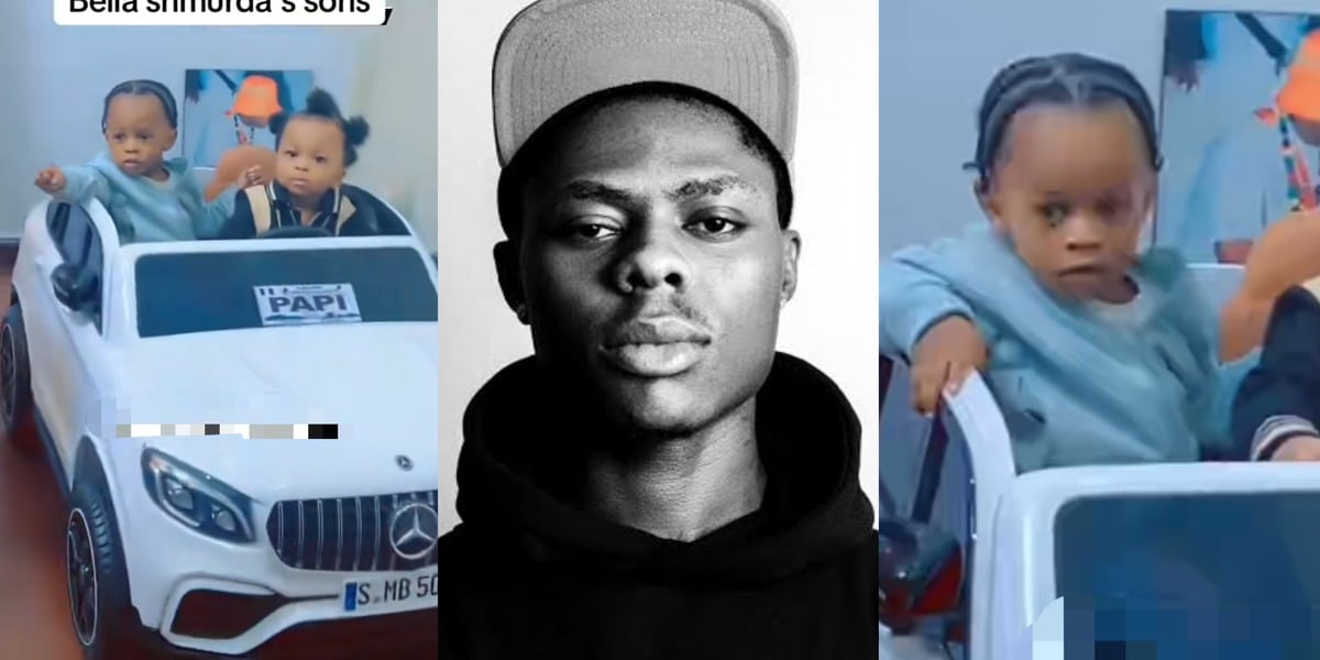 Social media erupts as Mohbad's son, Liam and Bella Shmurda's son, Anderson share heartwarming moment