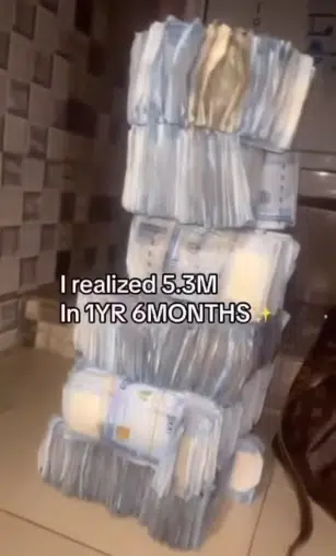 Man flaunts shipload of cash saved in his piggy bank