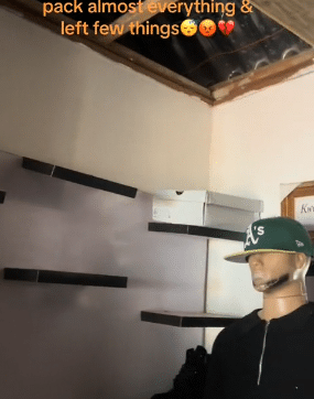 Young lady burst into tears after burglars emptied her boutique