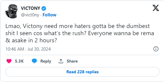 "I’m not in a hurry to reach Rema and Asake’s level" - Victony on album criticism