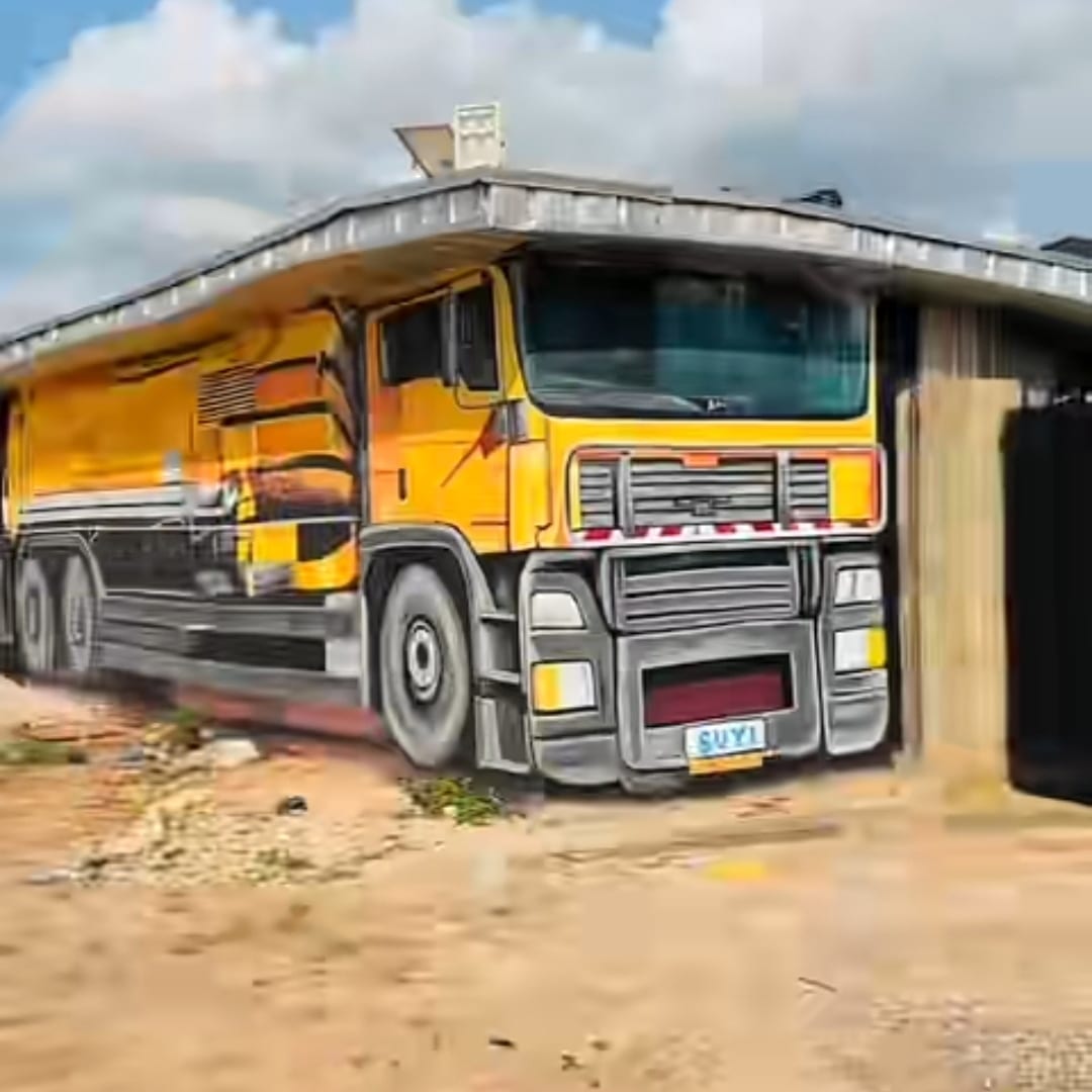 Nigerian artist's video of building transformed into a truck wows the internet