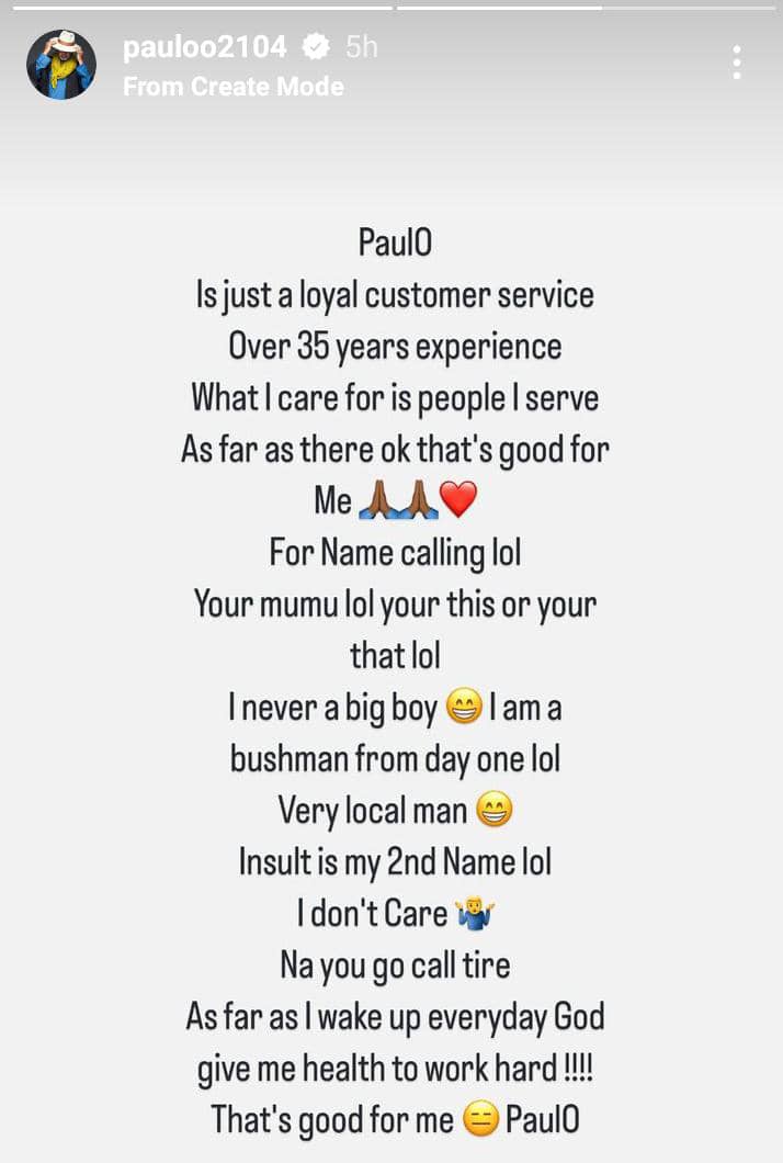 Paulo Okoye reveals true personality amid feud with VeryDarkMan