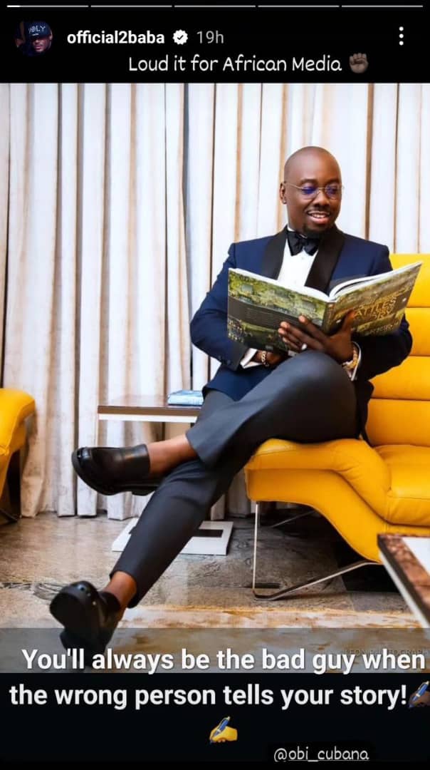 2Face Idibia throws subtle shade as he hails Obi Cubana