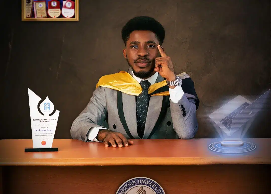 Nigerian man bags first-class degree at Babcock University, flaunts multiple awards online
