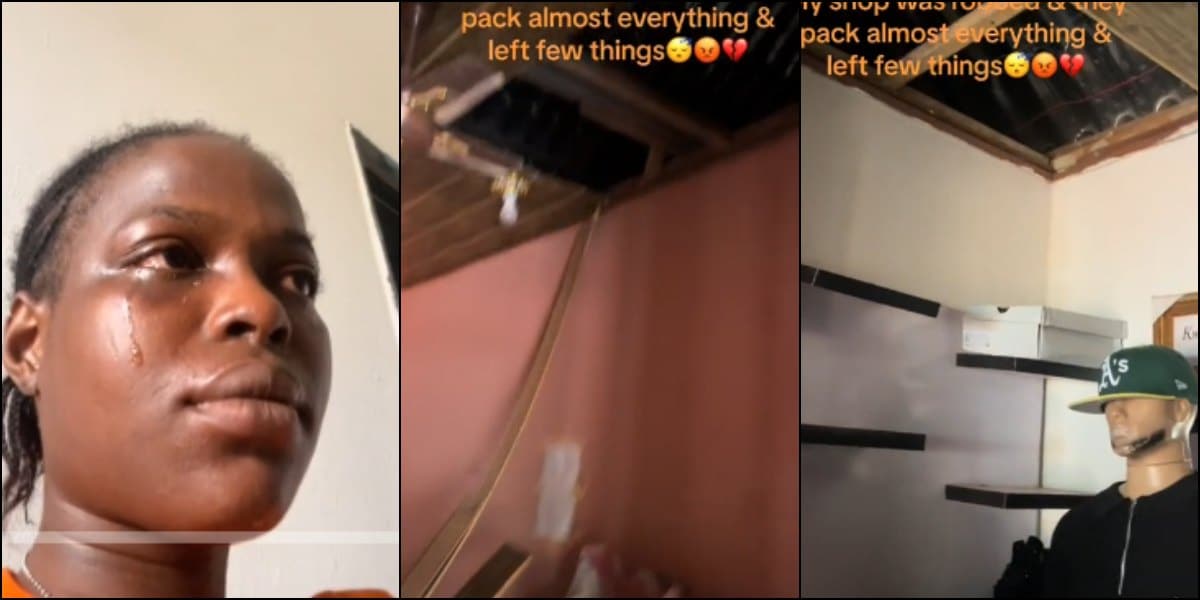 Young lady burst into tears after burglars emptied her boutique