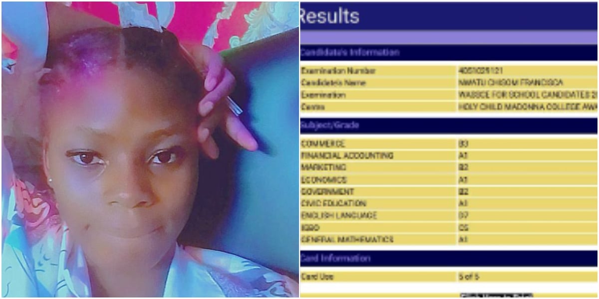 WAEC result of girl whose English grade spoiled her good results causes buzz online