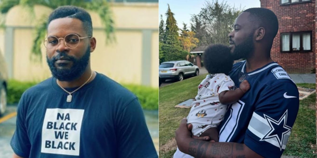 Falz stuns fans as he shares photo of him carrying a child