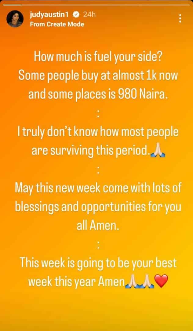 Judy Austin expresses sympathy with Nigerians affected by pump price hike