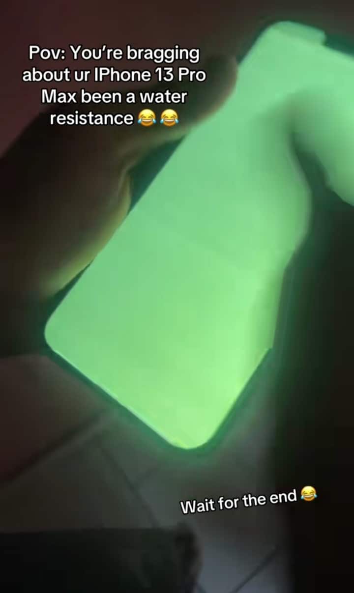 Young man iPhone water-resistant