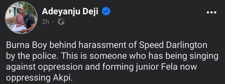 Deji Adeyanju Facebook post
