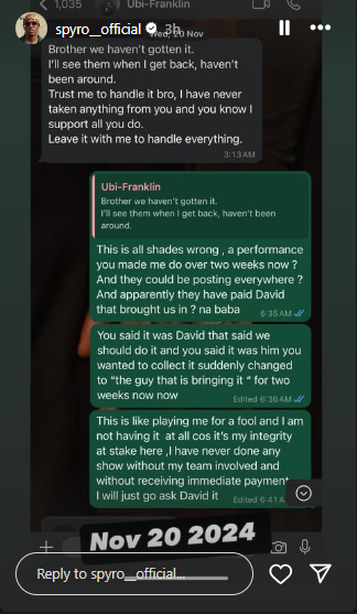 Spyro counters Ubi Franklin’s N10.5M debt claim, shares evidence Spyro counters Ubi Franklin’s N10.5M debt claim, shares evidence