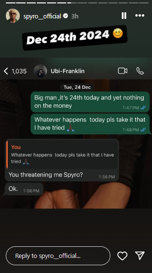 Spyro counters Ubi Franklin’s N10.5M debt claim, shares evidence Spyro counters Ubi Franklin’s N10.5M debt claim, shares evidence
