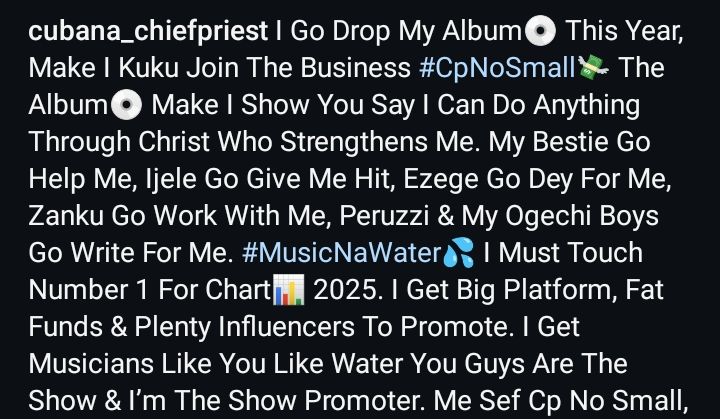 Cubana Chief Priest announces plan to release an album in 2025 Cubana Chief priest