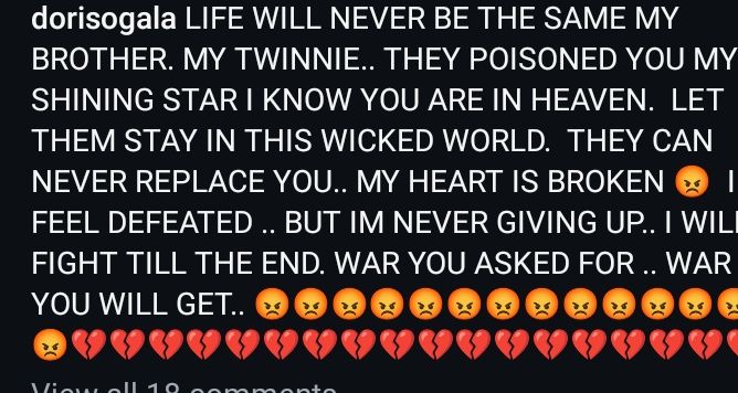 Doris Ogala Instagram post