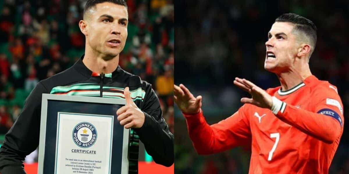 Cristiano Ronaldo receives Guinness World record for most international wins