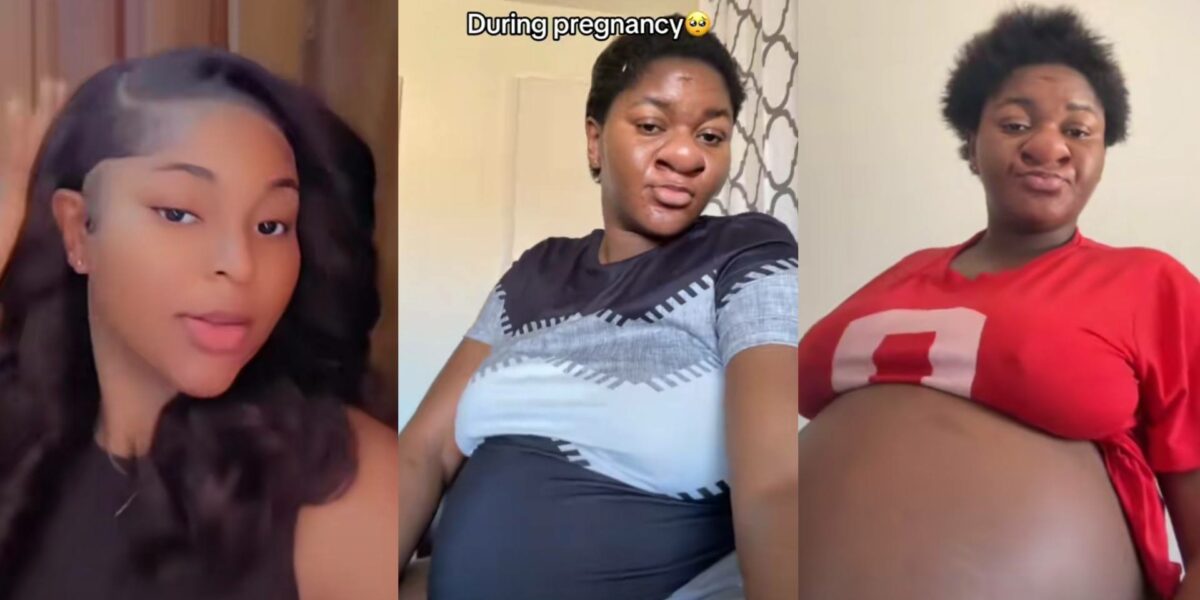Lady sparks mixed reactions as she shows off her pregnancy transformation.