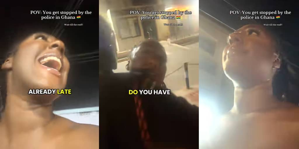 Police officer woos and hugs lady during a stop-and-search, asks to replace her boyfriend