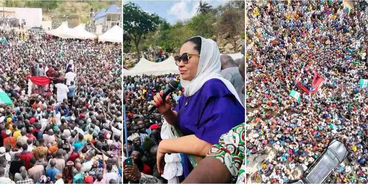 Natasha Akpoti touches down by helicopter despite curfew and rally ban, massive crowds flood Kogi Central