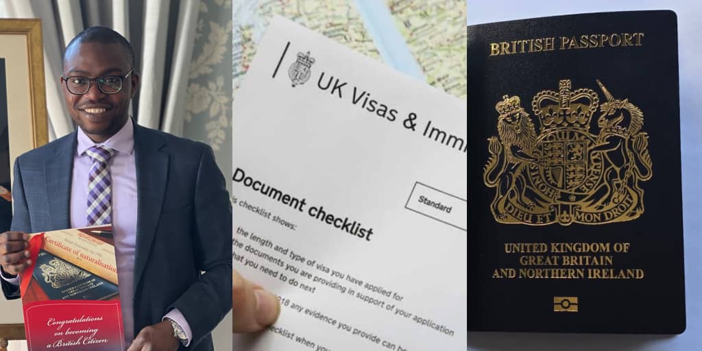 Nigerian man celebrates becoming British citizen after 6 years on work visa, flaunts blue passport