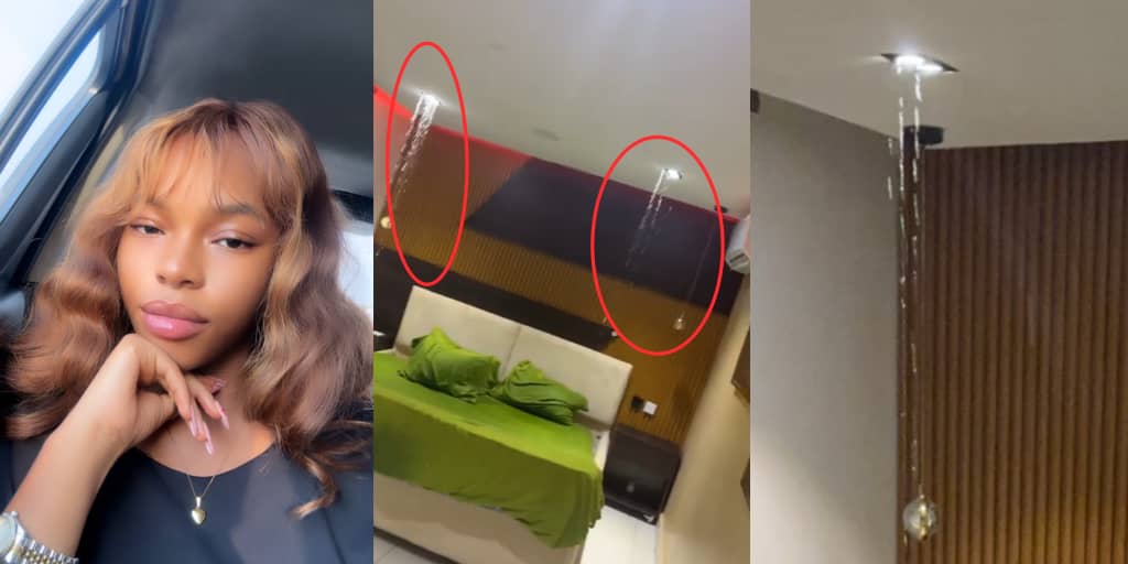 Lady rants as rain leaks into her service apartment in Lekki Phase 1