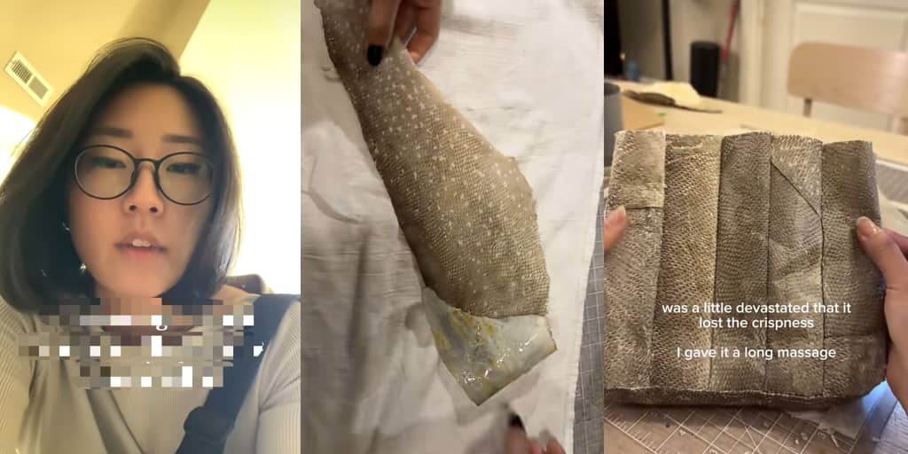 Fashion designer uses raw fish skin to make a stylish bag