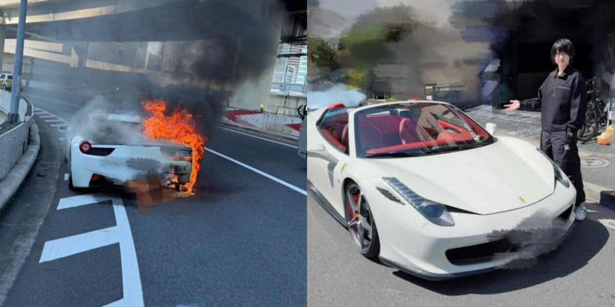 Man’s Ferrari bursts into flames 60 minutes after purchase