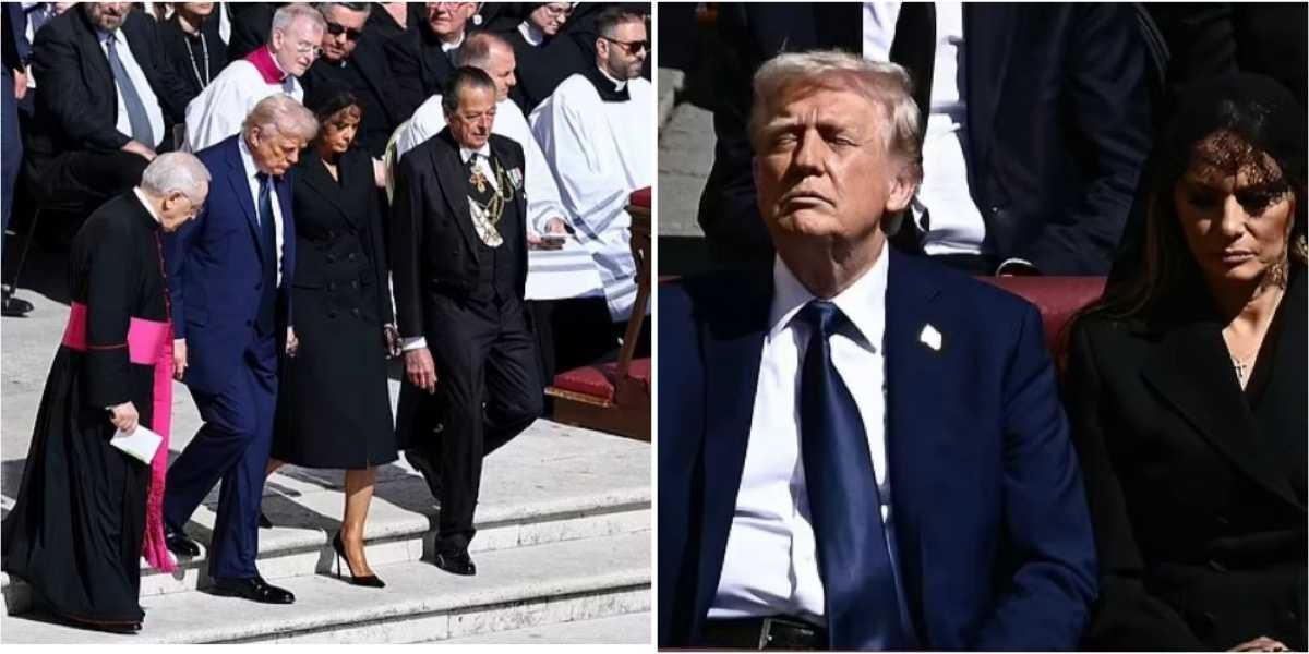 Trump dragged for allegedly breaking dress code at Pope Francis' funeral