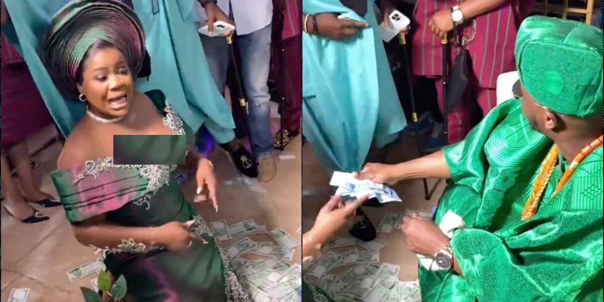 Bride rejects small notes, demands N100K bale from groom at wedding