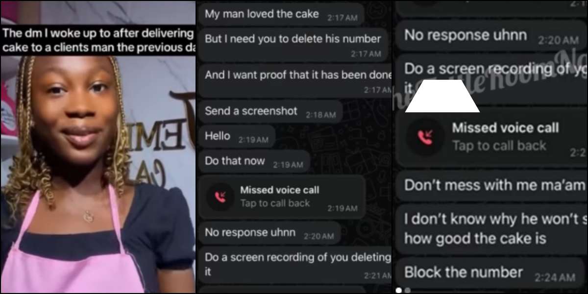 Baker leaks her chat with a jealous girlfriend after delivering cake to her man